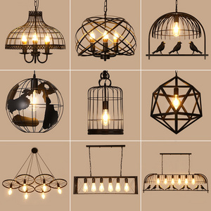 Industrial Retro Metal Loft Iron Chandelier Industry Hanging Fixture Single bulbs Pendent Cage Home Vintage Pendant Light