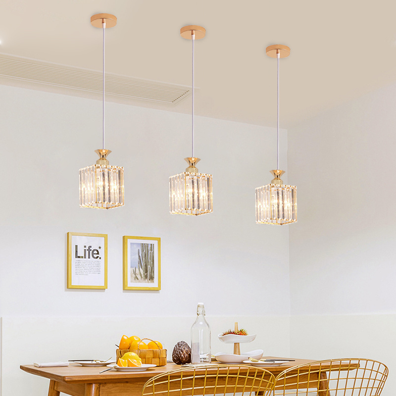 Three head dining room chandelier creative light luxury crystal table bar dining room chandelier E27 pendant light