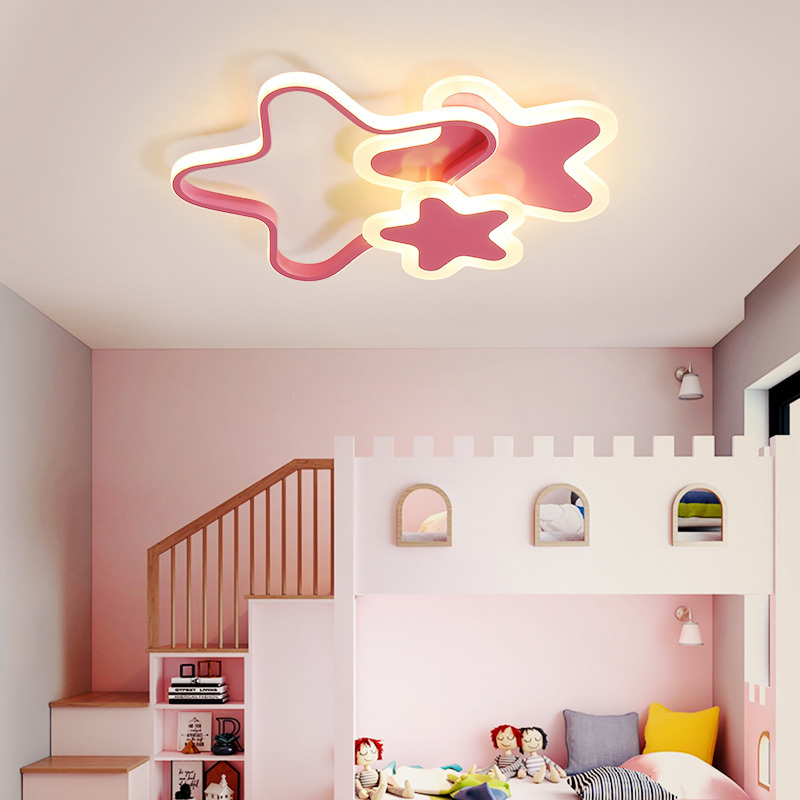 Children's room lights boys and girls room lamps simple modern stars pink ceiling lights warm romantic bedroom lights