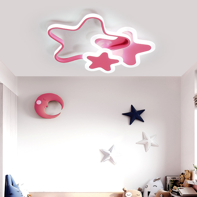 Children's room lights boys and girls room lamps simple modern stars pink ceiling lights warm romantic bedroom lights