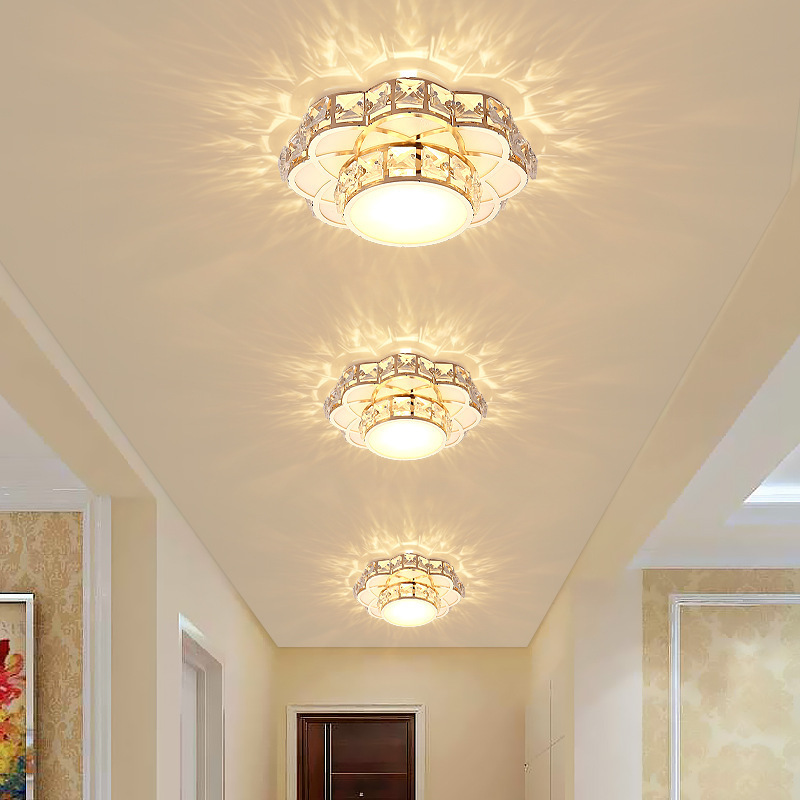 Mini Modern LED Crystal Ceiling Light Fixture Flower Gold Design home decor Crystal corridor Aisle Lights