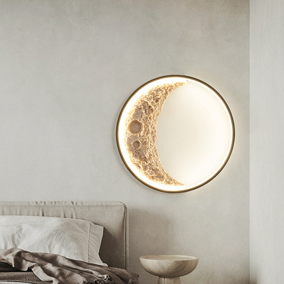 Romantic Moon Art design Bedroom Bedside LED Wall Lamp Warm Living Room Background Wall Acrylic LED  Wall Light