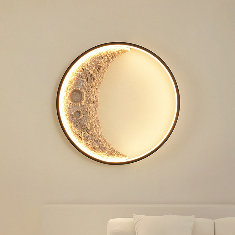 Romantic Moon Art design Bedroom Bedside LED Wall Lamp Warm Living Room Background Wall Acrylic LED  Wall Light