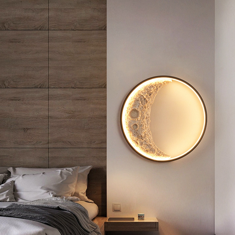 Romantic Moon Art design Bedroom Bedside LED Wall Lamp Warm Living Room Background Wall Acrylic LED  Wall Light