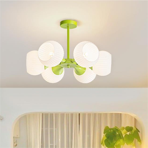 Fashion cream wind multi-head bedroom glass chandelier fresh bright green dining room e27 pendant light