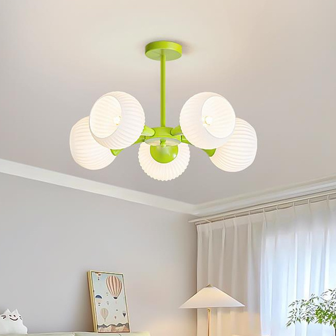 Fashion cream wind multi-head bedroom glass chandelier fresh bright green dining room e27 pendant light