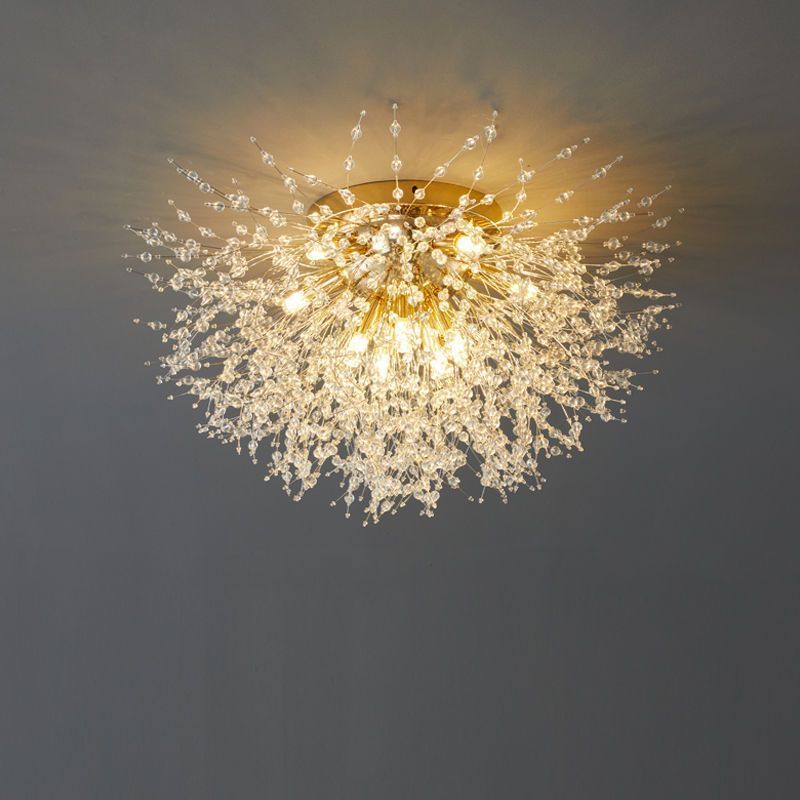 Beautiful gold entryway flower style Firework Romantic golden chrome Dandelion shade style aisle living room ceiling light