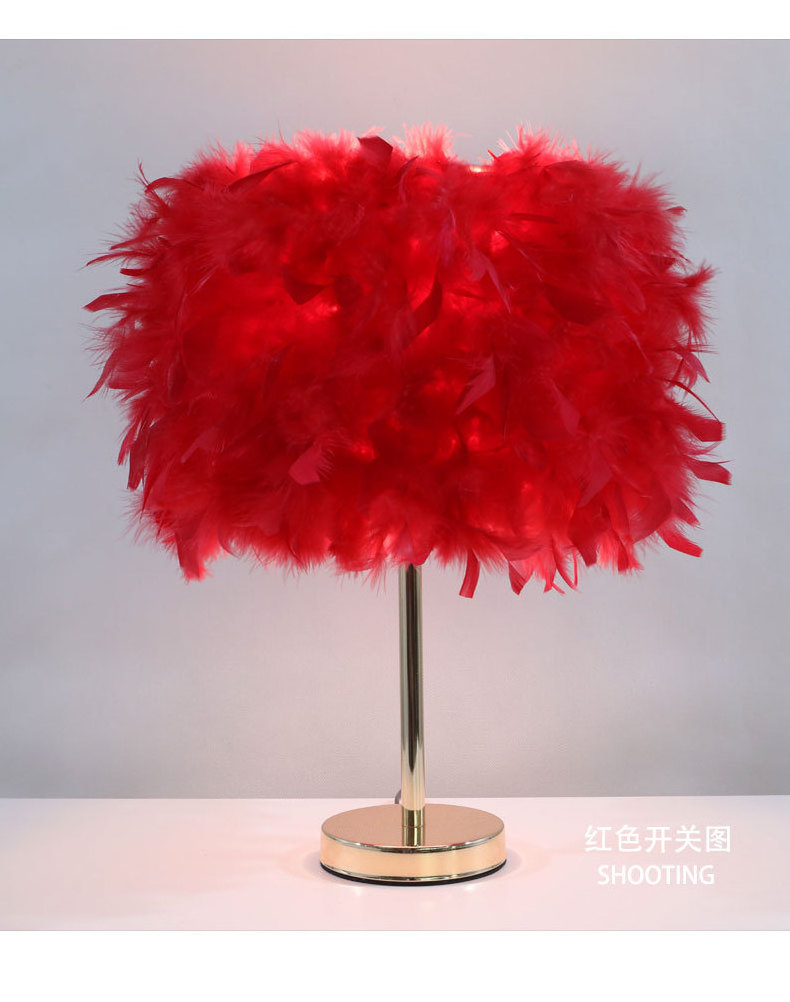 led simple white romantic teenage girl nightstand table lamp bedroom cozy creative decoration feather vanity table light