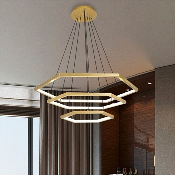 Premium sense of six sides geometric living room chandelier modern minimalist creative bedroom LED pendant light