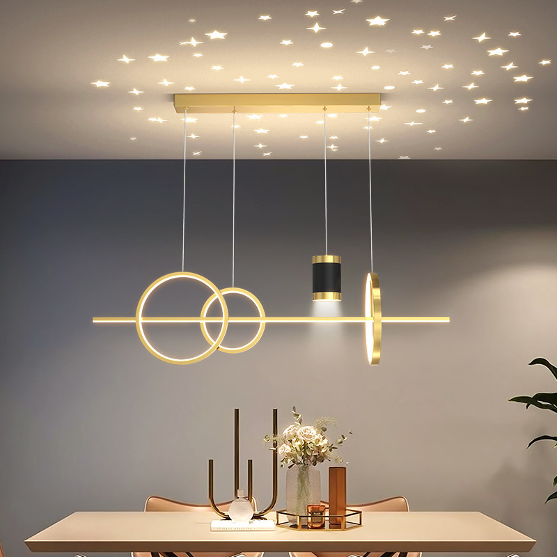 Creative starlight living room dining room pendant light design models simple long bedroom led long bar hanging lamp chandelier