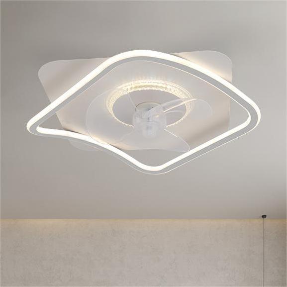 Square Acrylic Creative Nordic Luxury LED Ceiling Fan with Lights for Bedroom Modern Decor Rotatable LED Ceiling Fan Lamp