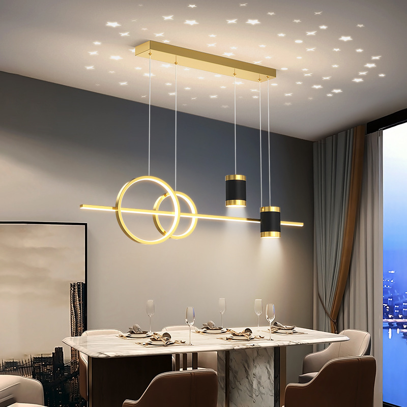 Creative starlight living room dining room pendant light design models simple long bedroom led long bar hanging lamp chandelier