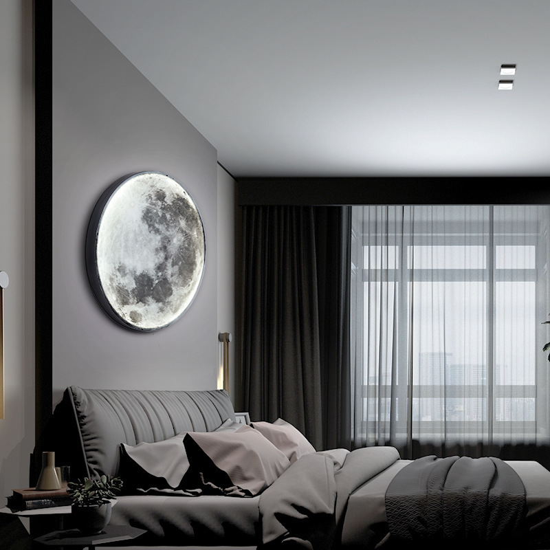 Modern exquisite moon style Morden living room background wall lights simple bedroom bedside LED wall lamps