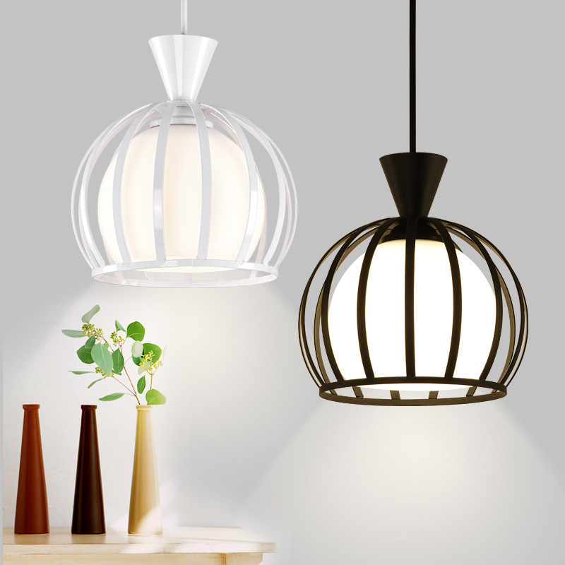 Nordic Simple Metal Cage Lampshade Bedroom Coffee Shop Chandelier Creative Art Restaurant Bar Iron Art pendant light