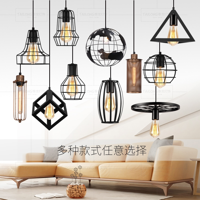 Industrial Modern Nordic Bar Dining Room Kitchen Home Chandelier E27 Black Metal Shade Led Pendant Light Iron Restaurant Bar