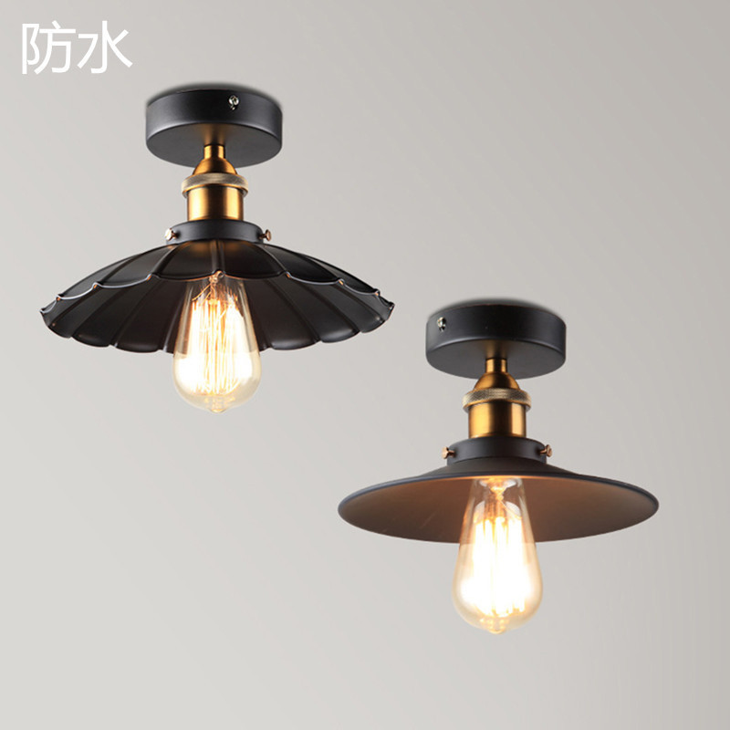 Classic Retro rural Industrial Style Black Flush Mounted Indoor decor E27 iron Ceiling Lamp for entrance Aisle Corridor Bar