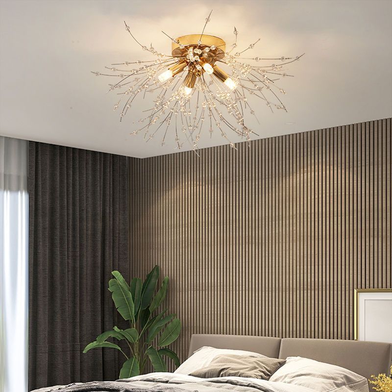 Beautiful gold entryway flower style Firework Romantic golden chrome Dandelion shade style aisle living room ceiling light