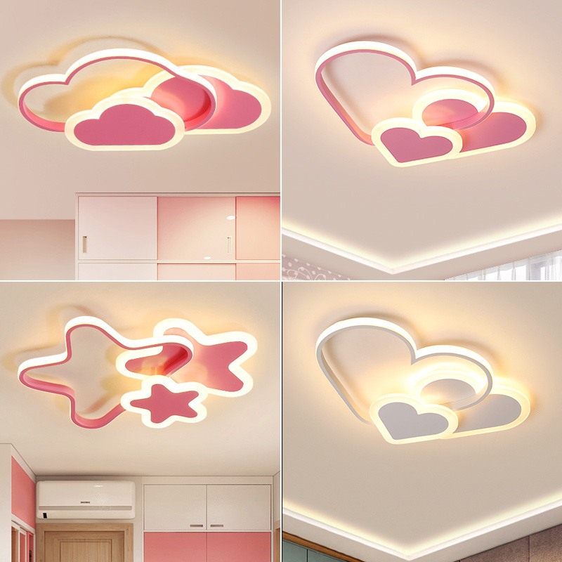 modern cartoon style art two love boys and girls room lights could pink acrylic lovely led ceiling lights for bedroom home decor