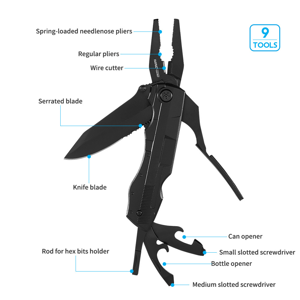 9in1 Custom multi tool pliers fold pocket utility knife multi tool screwdriver multifunctional edc multitool