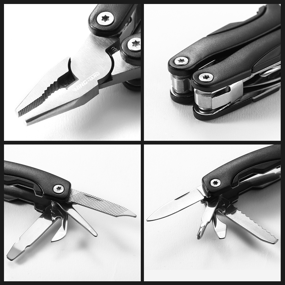 12in1 Folding Multifunction Pliers Stainless Steel Multi Tool Pocket Pliers Screwdrivers Knife Multitool