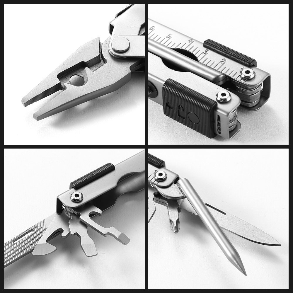 14in1 Stainless Steel Multitool Tactical Folding Pocket Pliers Screwdrivers Knife AWL Multi Tool