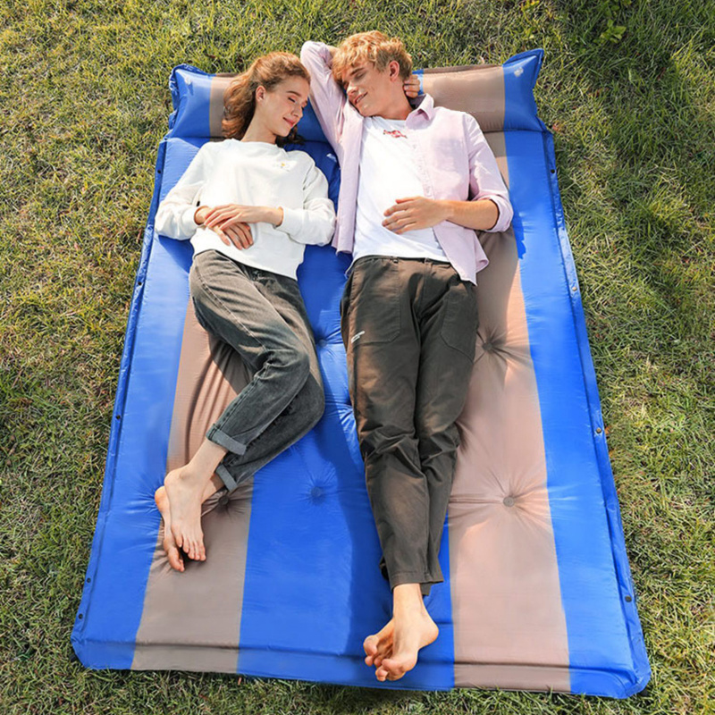 Double Person Comfortable Self Inflating Air Bed Sleeping Mat Foam Camping Cushion Mattress Pad with Pillow