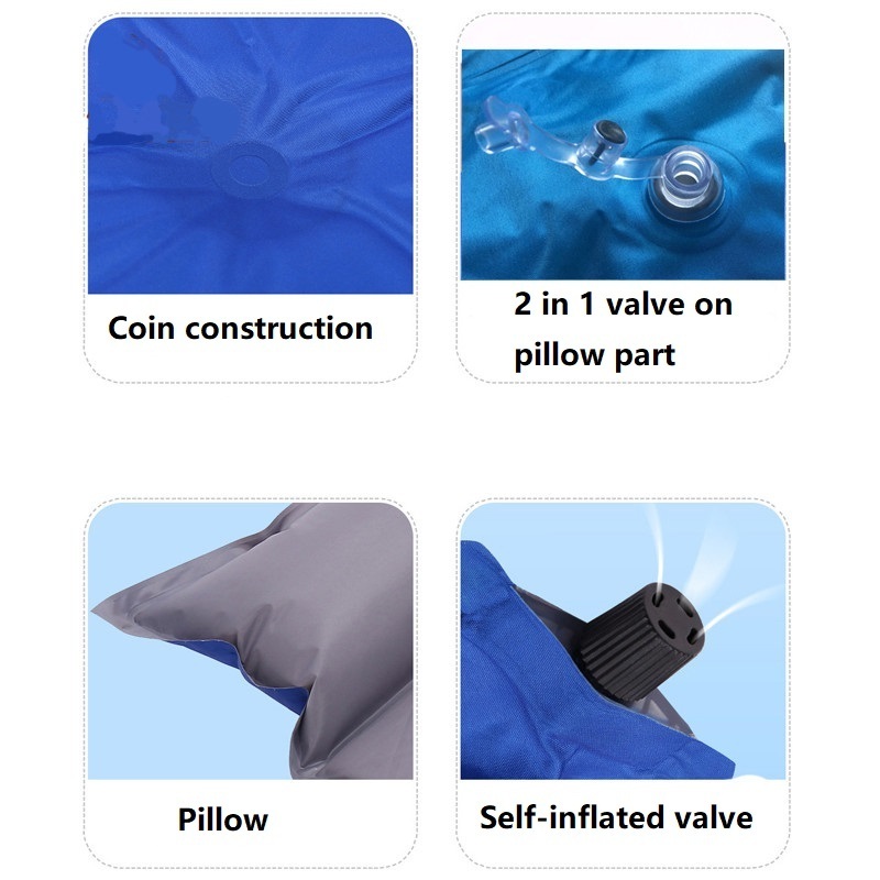 Double Person Comfortable Self Inflating Air Bed Sleeping Mat Foam Camping Cushion Mattress Pad with Pillow