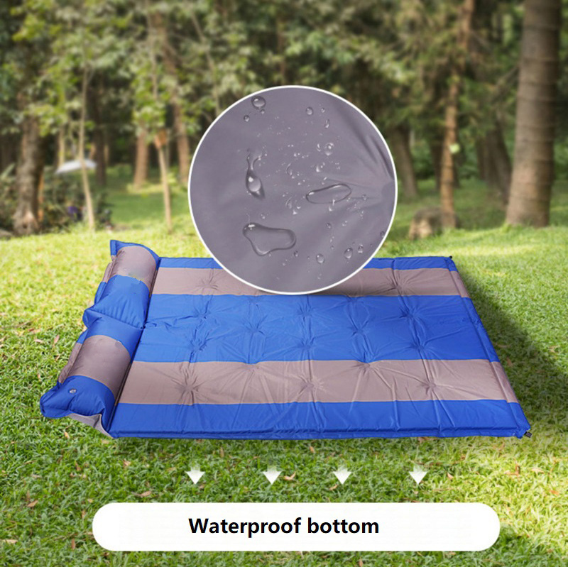 Double Person Comfortable Self Inflating Air Bed Sleeping Mat Foam Camping Cushion Mattress Pad with Pillow