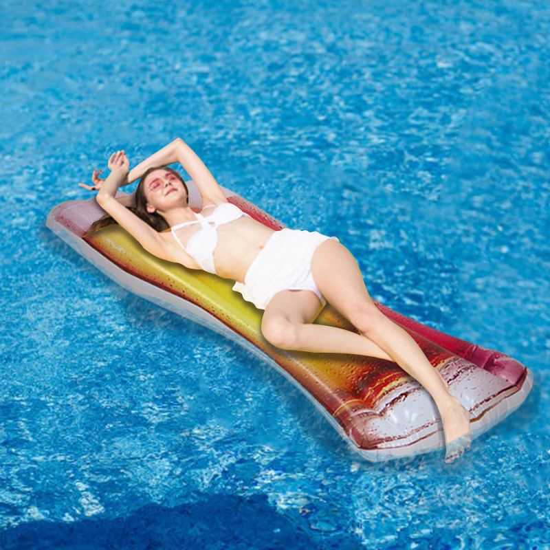 Inflatable Beers Mug Shape Floating Hammock Adults Inflatable Beer Glass Pool Float Lounger Rafts For Summer