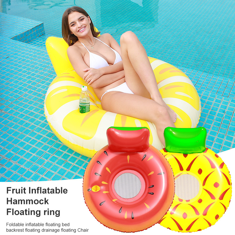 inflatable fruit lounge chair with mesh hammock adult lemon watermelon swim ring water mount floating ring