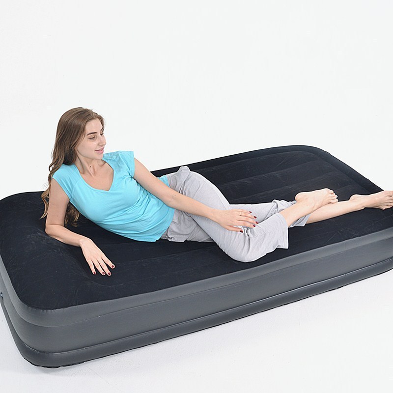 Single size High Raised Double bed flocked inflatable air mattress bed