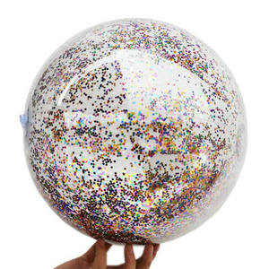 Hot Sale Promotional Pvc Inflatable glitters beach ball Water Ball with sequins inside