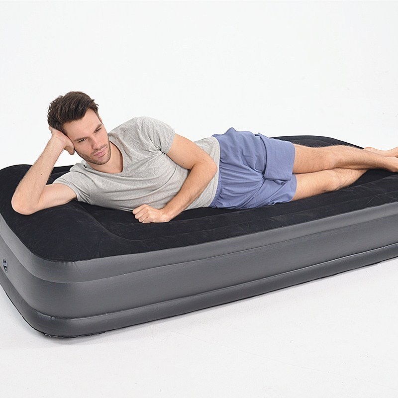 Single size High Raised Double bed flocked inflatable air mattress bed