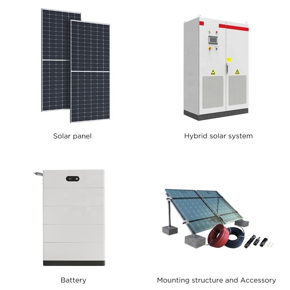 Commercial Use Hybrid Solar Power System 50Kw 100Kw 150Kw Solar Panel Kit with Storage Battery ATESS HPS 150 All In One Inverter