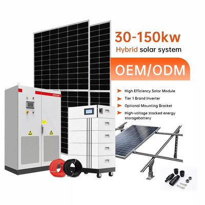 Commercial Use Hybrid Solar Power System 50Kw 100Kw 150Kw Solar Panel Kit with Storage Battery ATESS HPS 150 All In One Inverter