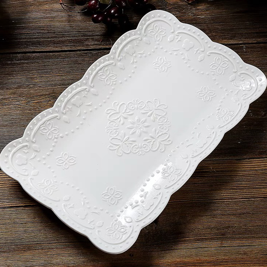 wholesale ceramic vintage rectangular plate for wedding 10