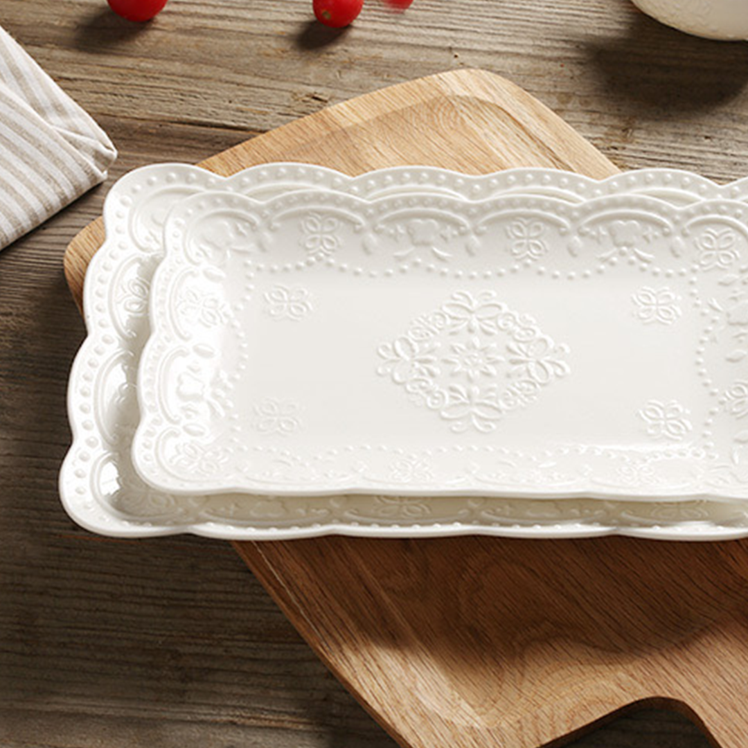 wholesale ceramic vintage rectangular plate for wedding 10