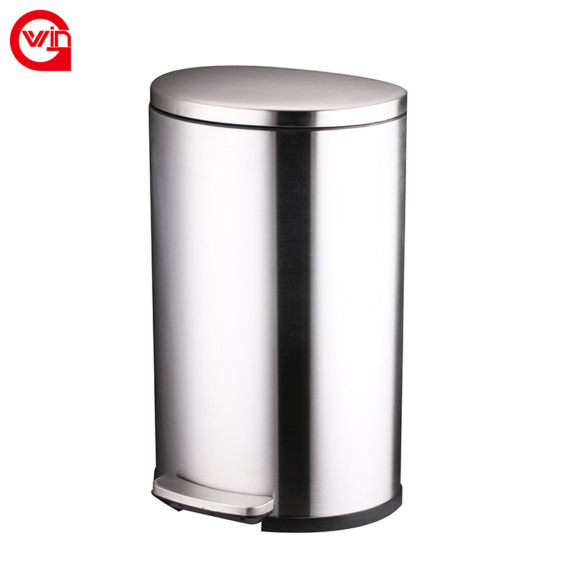 Household 50 Liter Trash Can Kitchen Dustbin Stainless Steel Foot Pedal Bin