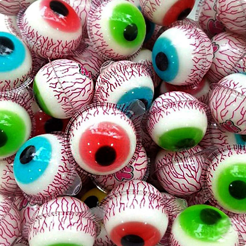 Halal 3d Fruit Eyes Festive Candy Supplier Customized Bottle Packaging Helloween Eyeball Gummy Wholesale Candy Sweet