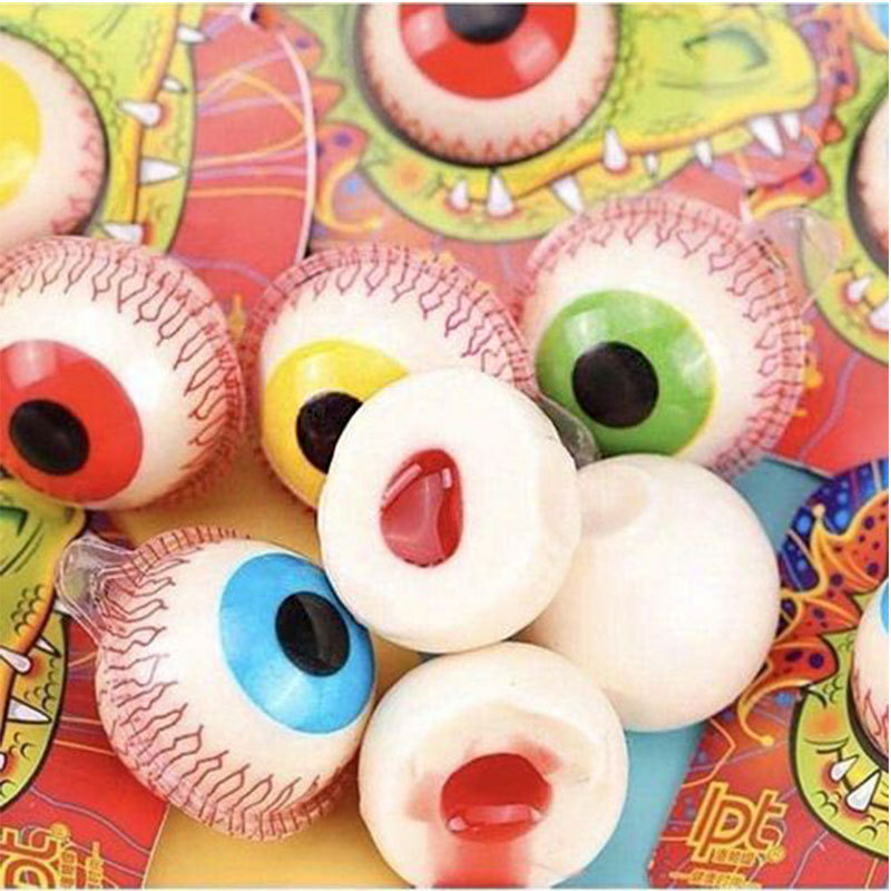 Halal 3d Fruit Eyes Festive Candy Supplier Customized Bottle Packaging Helloween Eyeball Gummy Wholesale Candy Sweet