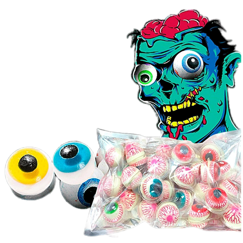 Halal 3d Fruit Eyes Festive Candy Supplier Customized Bottle Packaging Helloween Eyeball Gummy Wholesale Candy Sweet