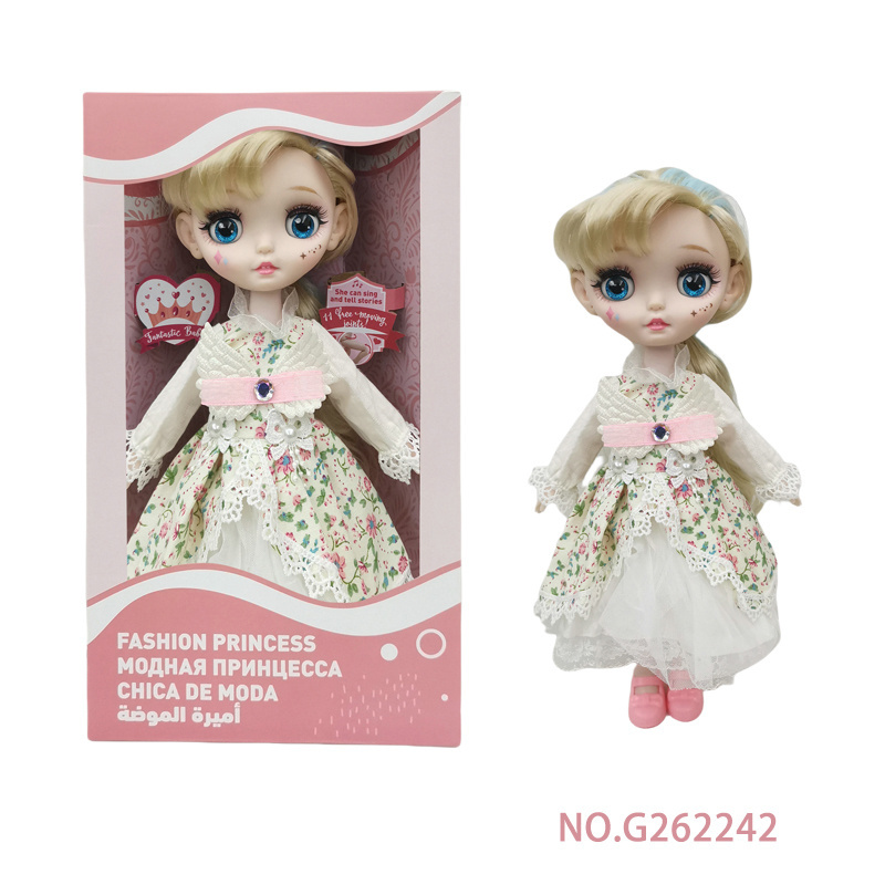 12 Inch 11 joint movable 4D blinking big head fashion doll with English intelligent voice doll girl toy gift