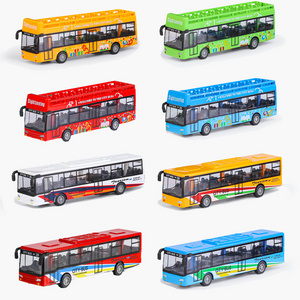 Diecast Metal Model Car Four Color Return Mini Alloy Bus Toy Simulation School Bus Toys For Children