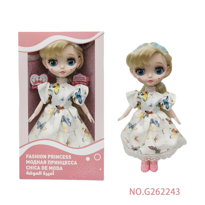 12 Inch 11 joint movable 4D blinking big head fashion doll with English intelligent voice doll girl toy gift