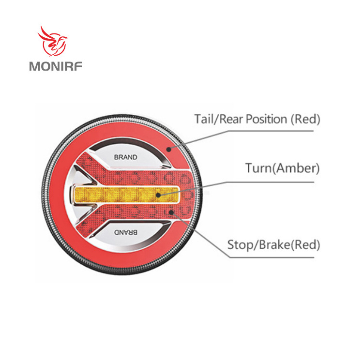 MONIRF Round Waterproof Led Tail Light Brake Sequential Flashlight Turn Signal Lamp Rear light for Trailer