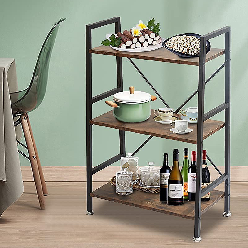 Multifunctional Bedroom Storage 3 Tiered Display Shelf Metal Rack With Shelving