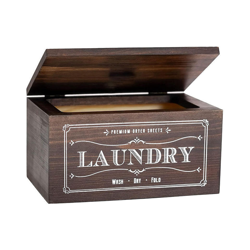 Mingcan Collection Farmhouse Laundry Countertop Rustic Wooden Dryer Sheet Holder/dispenser For Laundry Room