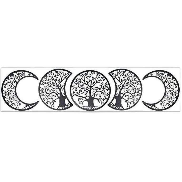 Mingcan Moon Phases Wall Hanging Living Room Bedroom Boho Wood Wall Decor