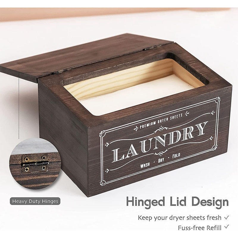 Mingcan Collection Farmhouse Laundry Countertop Rustic Wooden Dryer Sheet Holder/dispenser For Laundry Room