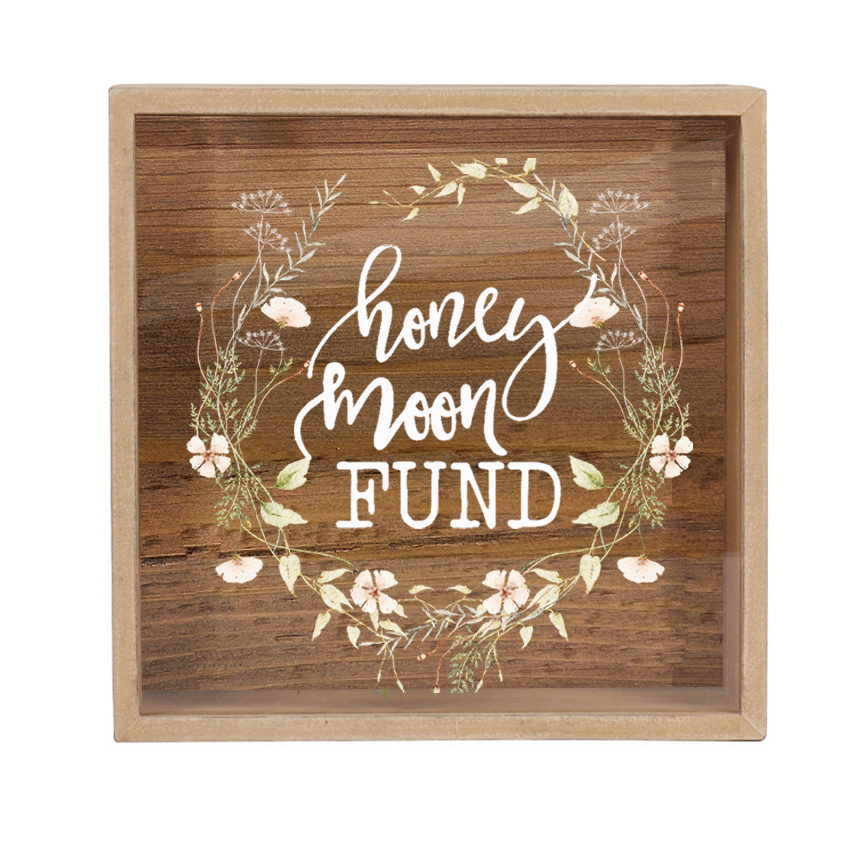 Photo Frame Wooden Bank Shadow Box With Glass